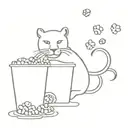 panther and popcorn  tattoo design idea