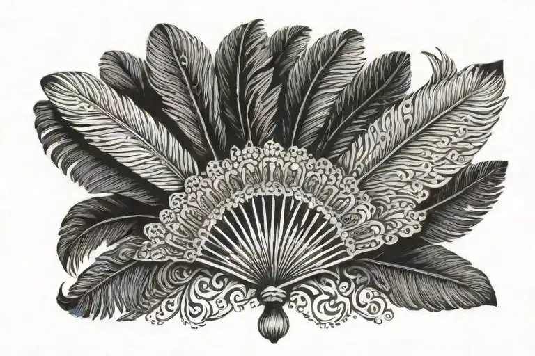 ostrich feather fan tattoo design idea