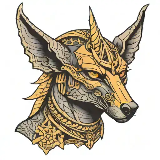 DIOS ANUBIS CON PIRAMIDES  tattoo design idea