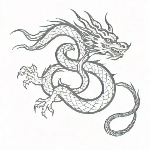 A modern twist on a Chinese dragon incorporating elements of old school design tattoo design idea