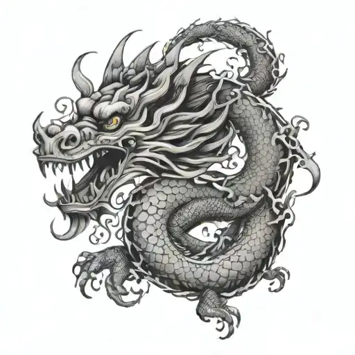 A modern twist on a Chinese dragon incorporating elements of old school design tattoo design idea