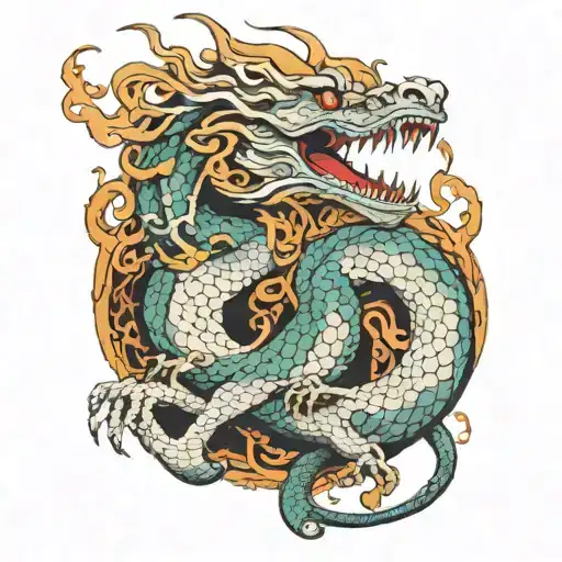 A modern twist on a Chinese dragon incorporating elements of old school design tattoo design idea