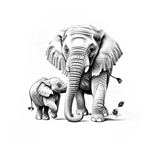 a baby elephant  tattoo design idea