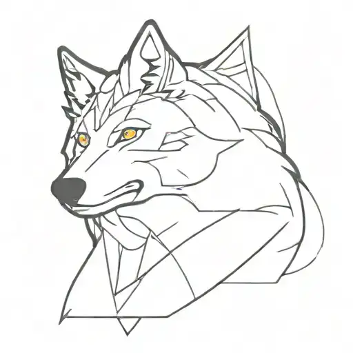 a wolf with ps5  tattoo design idea