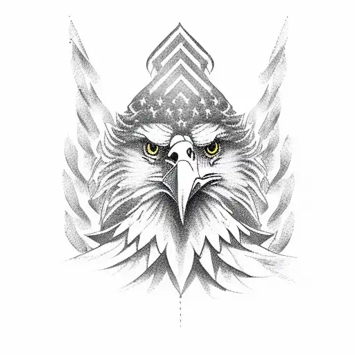 eagle with flag tattoo design idea