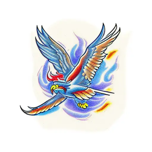 phoenix flying over blue ridge mountains tattoo design idea