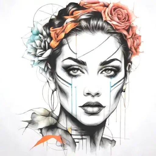 face portrait using Ink black street graffiti art on a inspired Banksy tattoo design idea