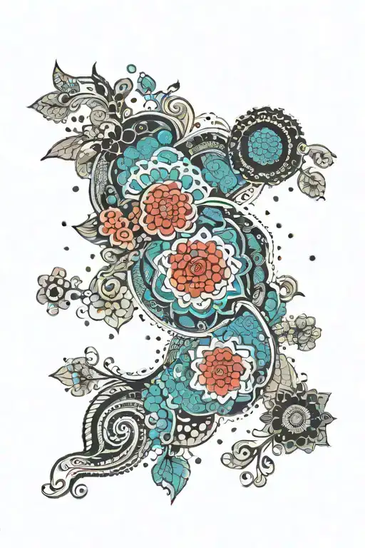 tribal inspired design inspired by aboriginal art work featuring white dots feminine mandala tattoo design idea