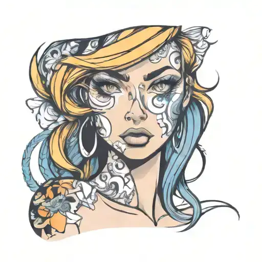 woman face tattoo design idea