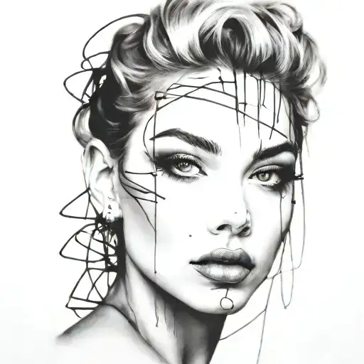 face portrait using Ink black street graffiti art on a inspired Banksy tattoo design idea