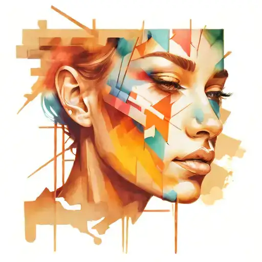 Vibrant and Expressive Graffiti Art Featuring a Multicolored Face on a Brick Wall  tattoo design idea