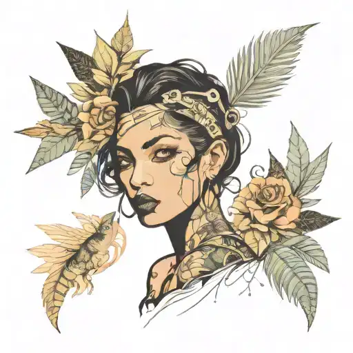 overlapping textures and elements, gritty, urban, dynamic, contrast, striking, sense of symmetry, pop art, punk collage, tattoo design idea