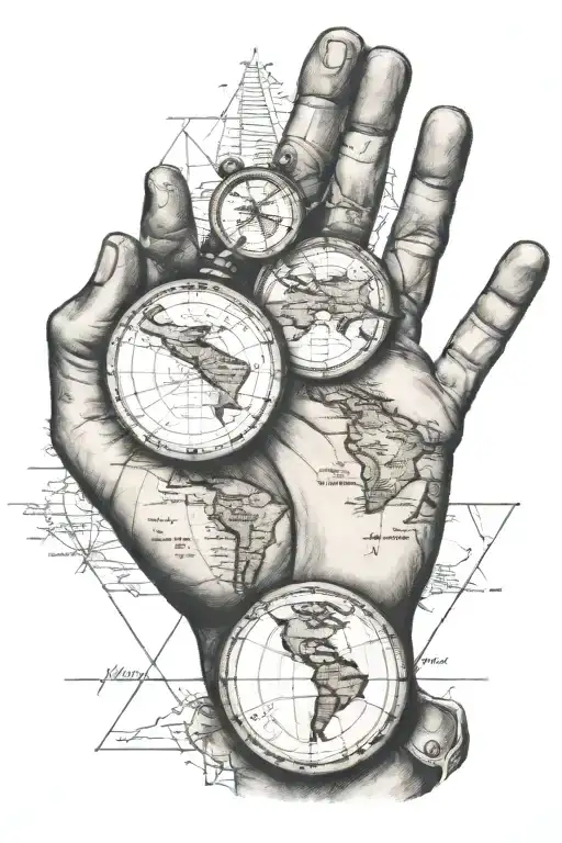 retro map made hand tattoo tattoo design idea