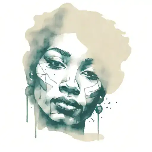 Ink black  face portrait using graffiti art on a textured paper vintage background inspired Banksy tattoo design idea