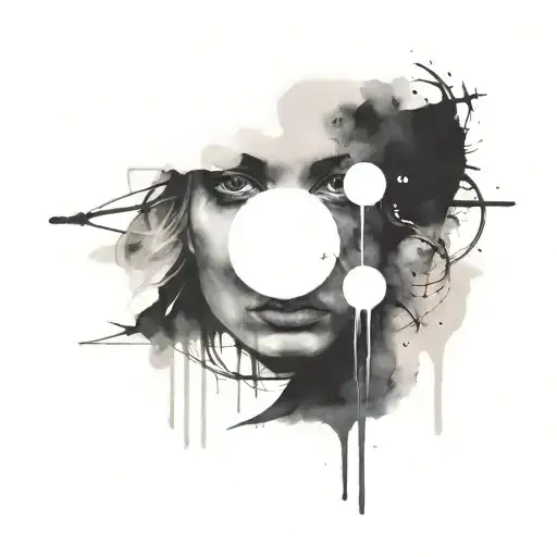 face portrait using Ink black street graffiti art on a textured paper vintage background inspired Banksy tattoo design idea