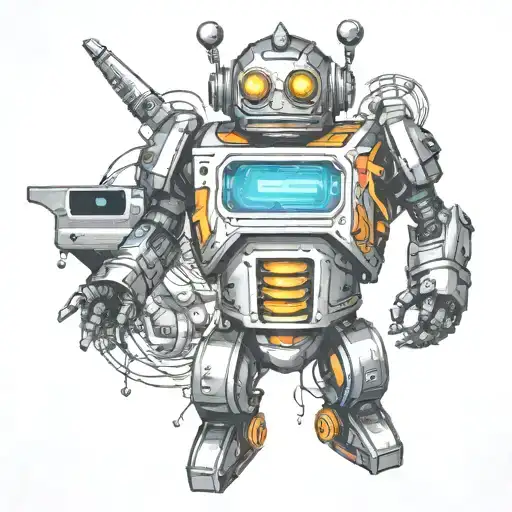 sexy robot disco tattoo design idea