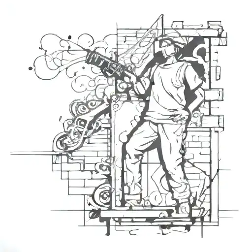 Ink black street graffiti art on a textured paper vintage background inspired Banksy tattoo design idea