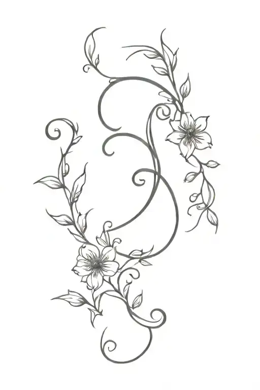 semicolon bell flowers and vines tattoo design idea