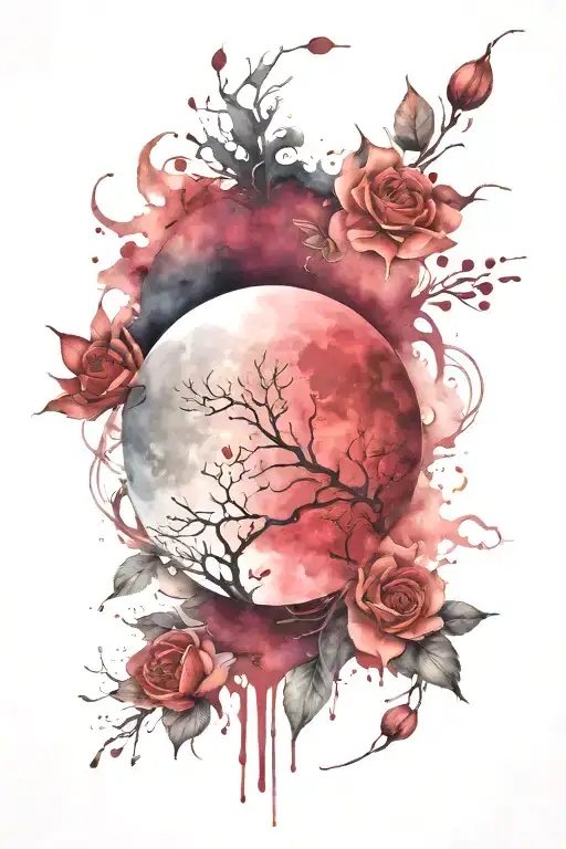 blood moon tattoo design idea