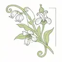bell flower with a semicolon in the stem and a crown hanging off the flower.  tattoo design idea