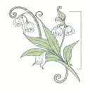 bell flower with a semicolon in the stem and a crown hanging off the flower.  tattoo design idea