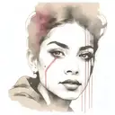 face portrait using Ink black street graffiti art on a textured paper vintage background inspired Banksy tattoo design idea