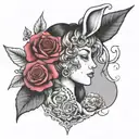 A motherhood themed tattoo with jewel tones and retro 90s elements tattoo design idea