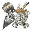 A paintbrush and coffee cup morphed together to create a unique design tattoo design idea