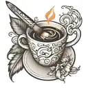 A paintbrush and coffee cup morphed together to create a unique design tattoo design idea