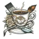 A paintbrush and coffee cup morphed together to create a unique design tattoo design idea