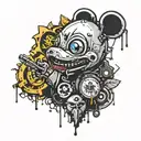 Ink black street graffiti art using vibrant colors inspired by Banksy tattoo design idea