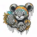 Ink black street graffiti art using vibrant colors inspired by Banksy tattoo design idea