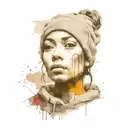 face portrait using Ink black street graffiti art on a textured paper vintage background inspired Banksy tattoo design idea