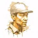 face portrait using Ink black street graffiti art on a textured paper vintage background inspired Banksy tattoo design idea