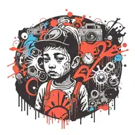 Ink black street graffiti art using vibrant colors inspired by Banksy tattoo design idea