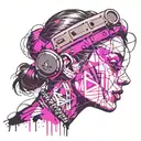 Ink black  using graffiti art on a textured paper vintage background inspired Banksy using face portrait as focal point tattoo design idea