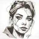 face portrait using Ink black street graffiti art on a inspired Banksy tattoo design idea