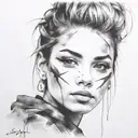 face portrait using Ink black street graffiti art on a inspired Banksy tattoo design idea