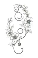 semicolon bell flowers and vines tattoo design idea