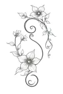semicolon bell flowers and vines tattoo design idea