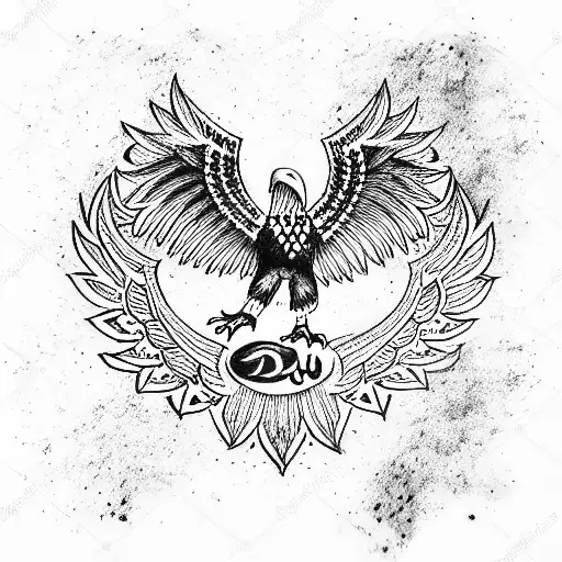 simple stylish logo with an eagle and the inscription "wawa" tattoo design idea