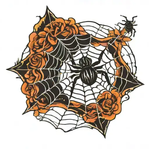 get a spider web tattoo in old school style tattoo design idea