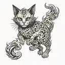 ghost cat in hell tattoo design idea