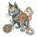 ghost cat in hell tattoo design idea