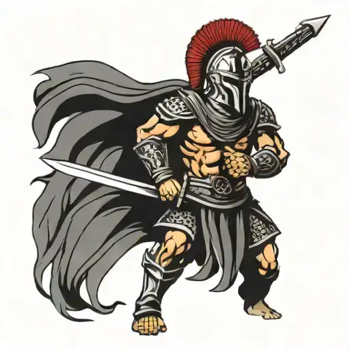 spartan warrior wielding a sword tattoo design idea