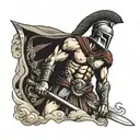 spartan warrior wielding a sword tattoo design idea