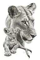 lioness and cub tattoo design idea