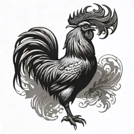 rooster fighting stance tattoo design idea