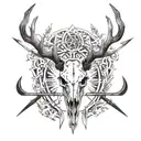 deer skull bow hunting arrows pointing tattoo design idea