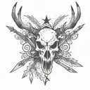 deer skull bow hunting arrows pointing tattoo design idea